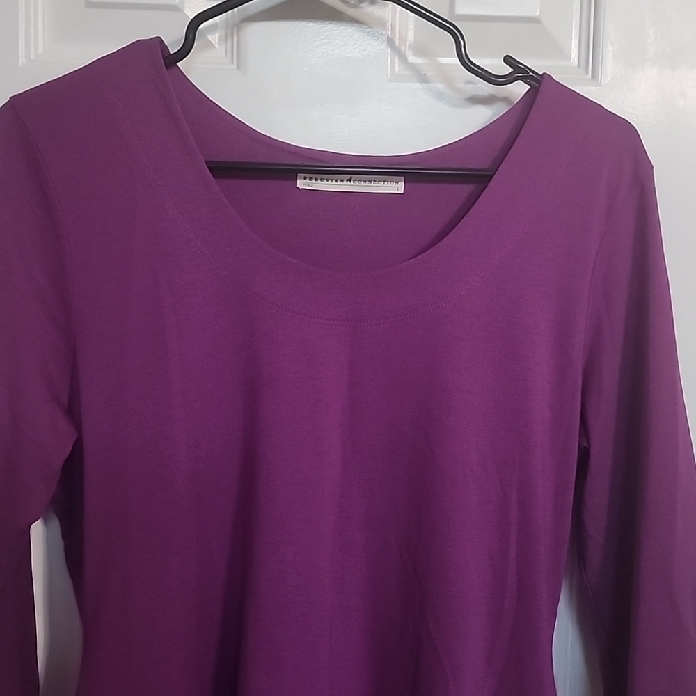 Peruvian Connection Purple Tunic Mini Dress Modal Pima Cotton Size Small - Picture 4 of 8